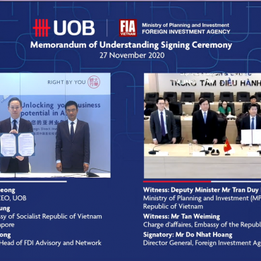 Virtual MOU signing ceremony between UOB Singapore and FIA Vietnam